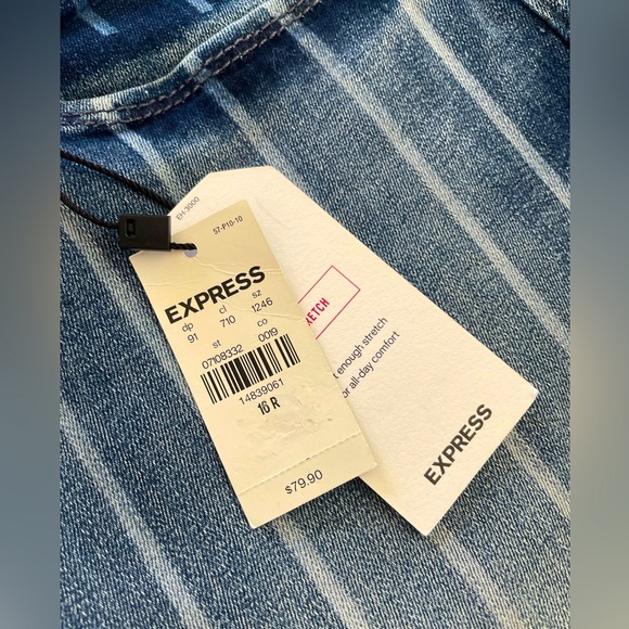 NEW Express Ankle Leggings, Mid-Rise Pinstripe Stretch Jeans - Picture 2 of 13